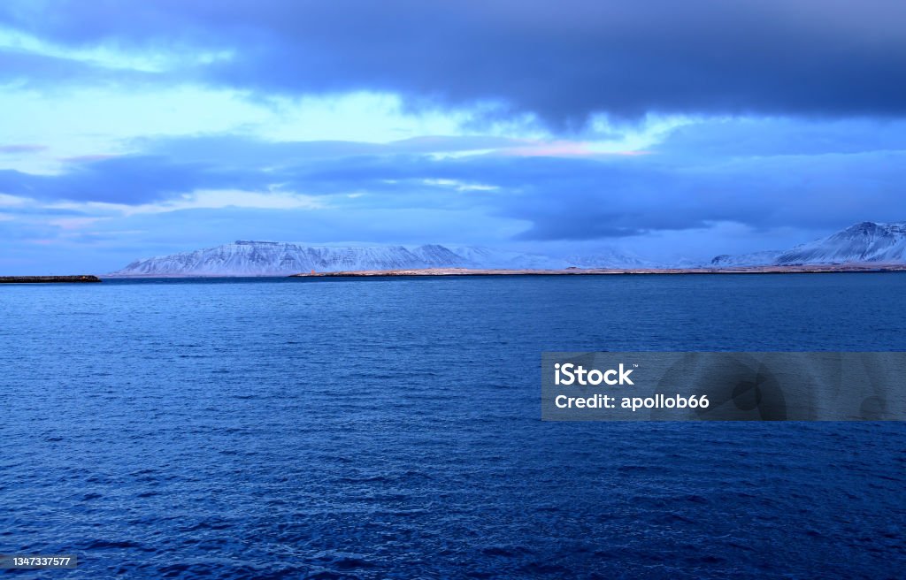 Faxafloi Harbor Reykjavik Iceland Faxafloi Harbor Reykjavik Iceland in the Middle of December Atlantic Ocean Stock Photo