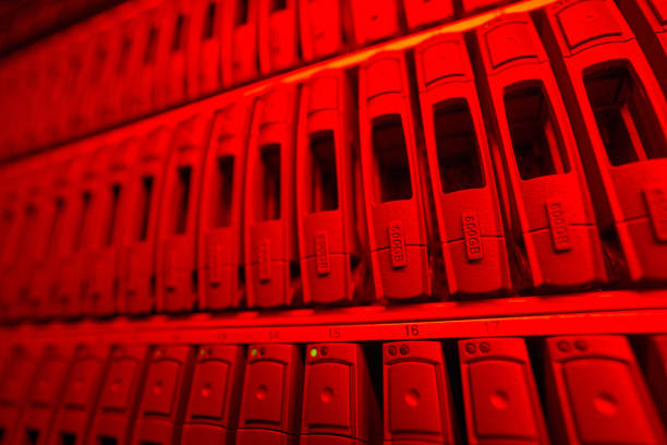 istock Hard drives in storage system of data center 1347338349