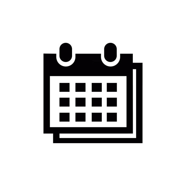 ilustraciones, imágenes clip art, dibujos animados e iconos de stock de logotipo de icono vectorial plano del calendario - calendar