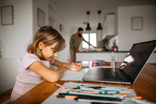 istock Studying online and waiting for breakfast at home 1347339641