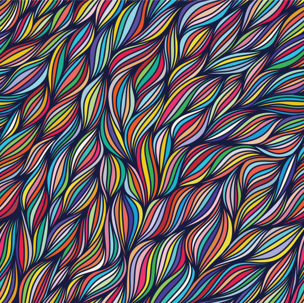 ilustraciones, imágenes clip art, dibujos animados e iconos de stock de flujo abstracto patrón colorido sin costuras - pattern seamless fun vector