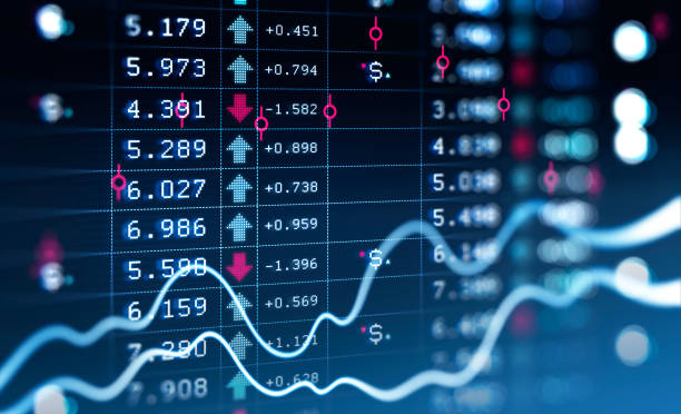 istock Financial rising graph and chart with lines and numbers 1347344632