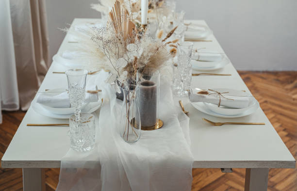 Decorated Dining Table for Weeding Lunch at Home