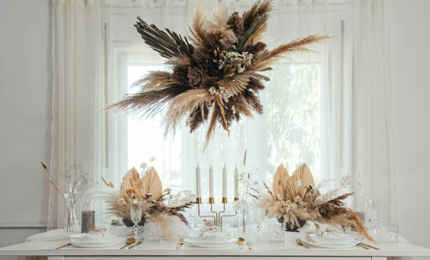 istock Luxury Table Set Up for Christmas Dinner Party at Home 1347347597