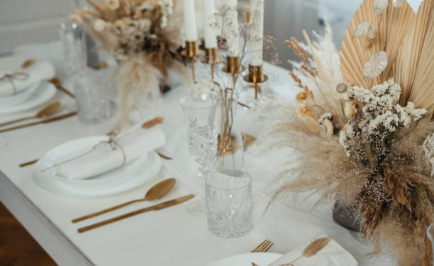 istock Decorated Dining Table on Weeding Day at Home 1347347606