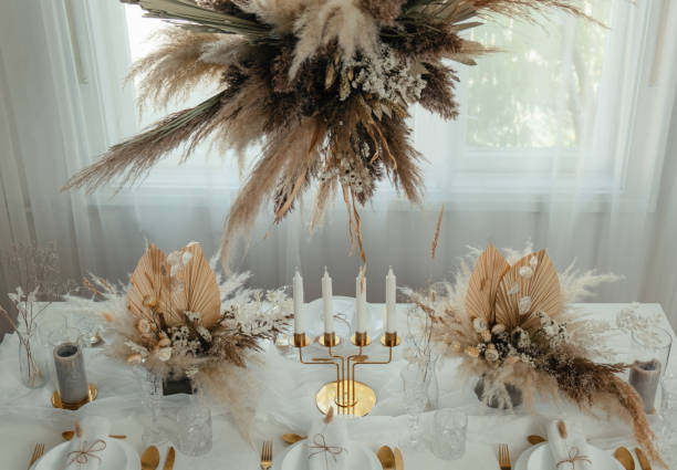 istock Decorated Dining Table for Weeding Lunch in a Restaurant 1347347616