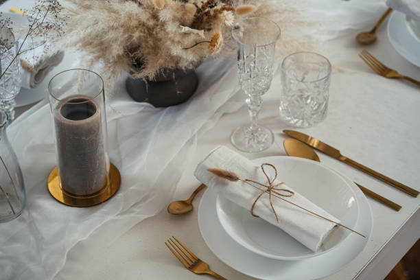 istock Decorated Dining Table for Weeding Lunch in a Restaurant 1347347629