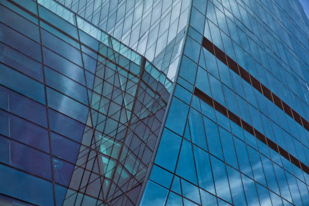 Building glass . Modern office building detail, glass surface
