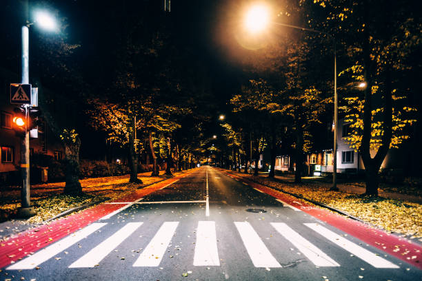 istock Empty street - autumn night 1347350337