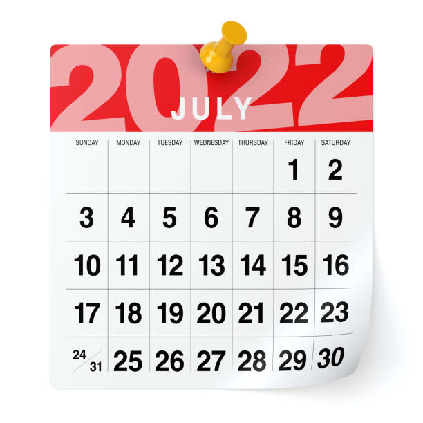 istock July 2022 - Calendar. Isolated on White Background. 3D Illustration 1347351916
