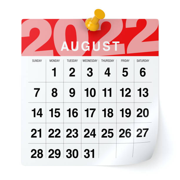 istock August 2022 - Calendar. Isolated on White Background. 3D Illustration 1347351921