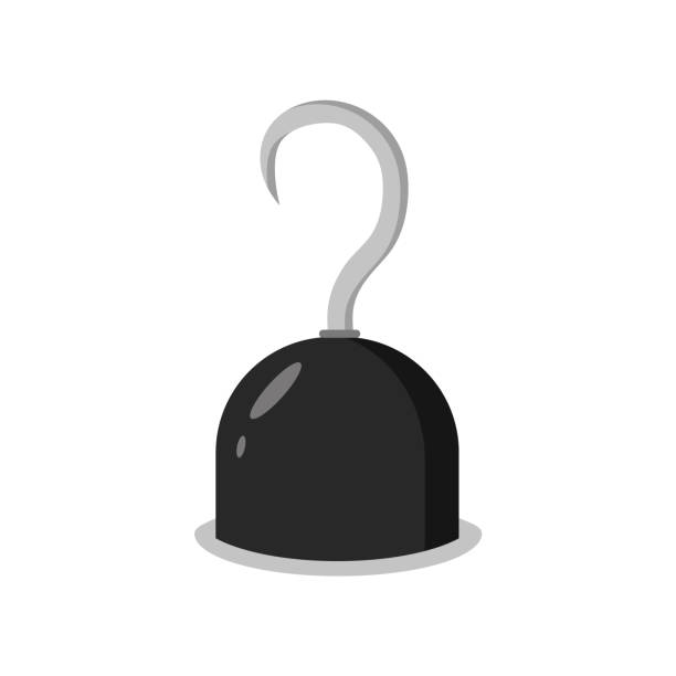 ilustraciones, imágenes clip art, dibujos animados e iconos de stock de gancho pirata. atrezzo de disfraces de carnaval. aventura de fiesta. icono de piratería aislado sobre fondo blanco. ilustración vectorial en estilo de dibujos animados planos - capitán garfio