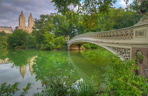 Bow bridge, Central Park, New York City, early morning in late summer
