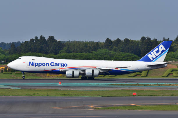Nippon Cargo Airlines (NCA) Boeing B747-8F (JA18KZ) Freighter. Chiba, Japan - May 05, 2019:Nippon Cargo Airlines (NCA) Boeing B747-8F (JA18KZ) Freighter. nippon cargo airlines photos stock pictures, royalty-free photos & images