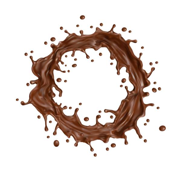 초콜릿 밀크 라운드 트위스터 또는 소용돌이 스플래시 - design element circle computer graphic coffee stock illustrations