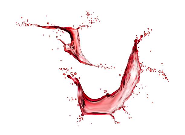 ilustrações de stock, clip art, desenhos animados e ícones de red grape wine, cherry juice isolated liquid swirl - splashing juice liquid red