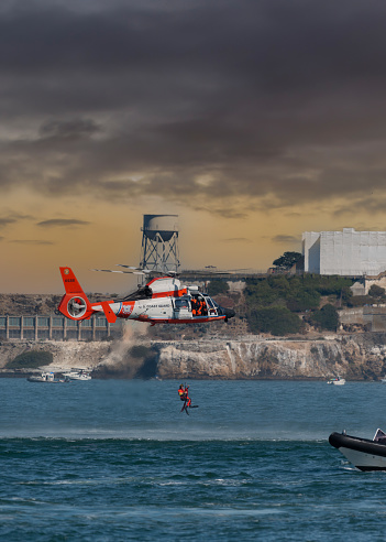 USCG Air Support San Francisco Ca. 10/09/2016 doing practice swimmer drills