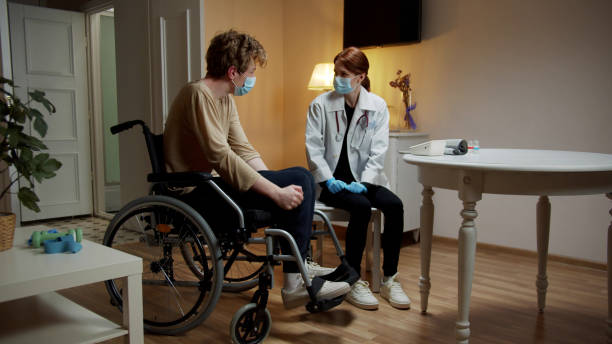 istock A nurse is teaching her patient how to massage 1347377984