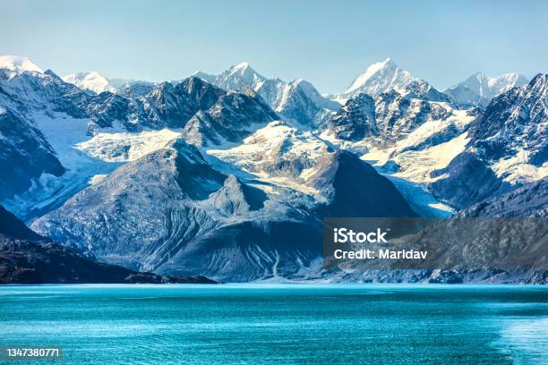 Glacier Bay Cruise Alaska Nature Landscape Glacier Bay National Park In Alaska Usa Scenic View From Cruise Ship Vacation Alaska Travel Showing Mountain Peaks And Glaciers Stock Photo - Download Image Now