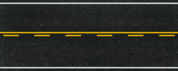 istock Top view empty highway with black asphalt road and no-overtaking line area for background. 1347382280