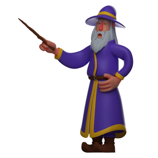 istock Funny Face 3D Witch Cartoon Character holding a stick 1347385904