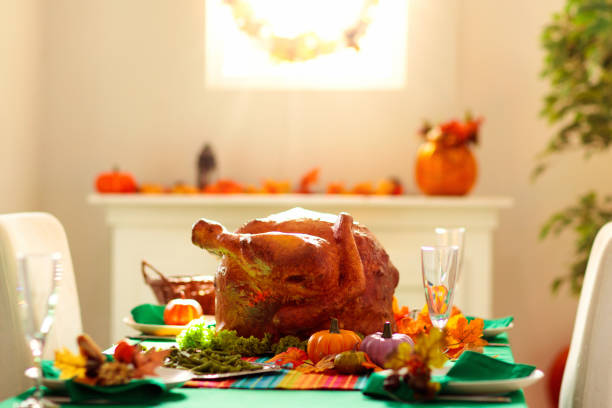 istock Thanksgiving family dinner. Roasted turkey meal. 1347389827