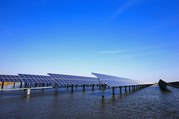 istock Solar panels on the water 1347392681