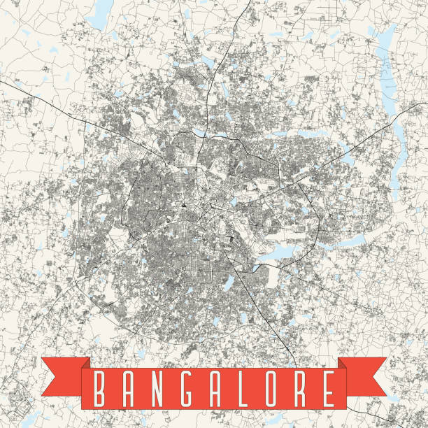 bangalore, indie mapa wektorowa - bangalore karnataka india famous place stock illustrations