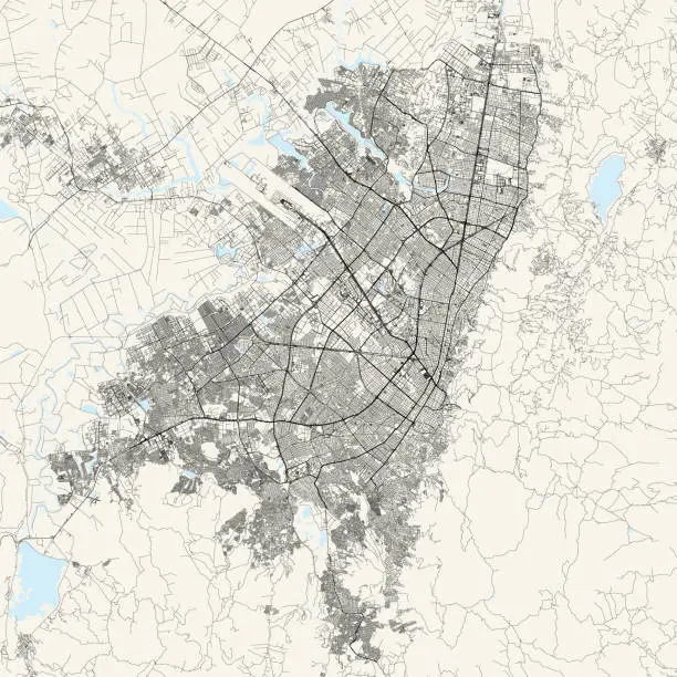 Vector illustration of Bogota, Columbia Vector Map