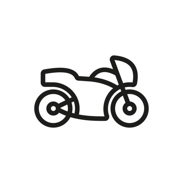 illustrazioni stock, clip art, cartoni animati e icone di tendenza di cartone animato di veicoli motociclisti da corsa fuoristrada. solo bianco e nero per la pagina da colorare, libro per bambini. illustrazione stock - pike street