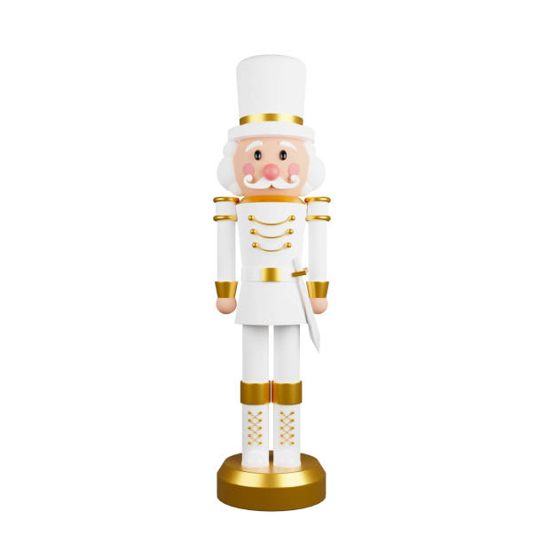 istock Christmas nutcracker toy soldier traditional figurine isolated on white background with clipping path included. 3d rendering 1347409243