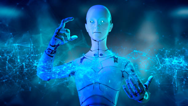 istock Metaverse digital smart world,3D robot in augmented reality and virtual reality digital cyber space environments, online games, social media, internet online beyond universe. 1347419807