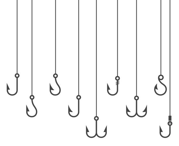 낚시 후크 아이콘 세트 - fishing hook stock illustrations