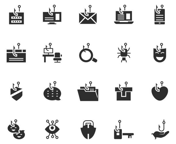 stockillustraties, clipart, cartoons en iconen met phishing icon set - phishing