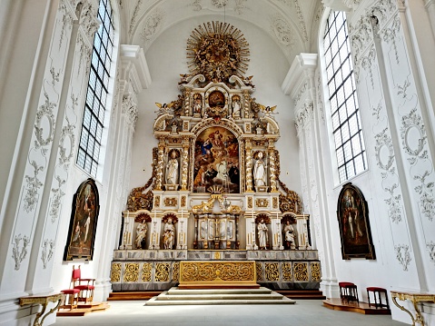 The luxurious interior of the Trinitatis Kirke lutheran church in central Copenhagen, Denmark