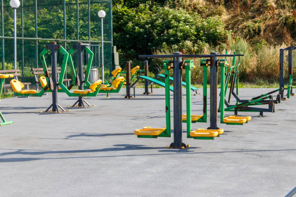 istock Gym workout equipment or exercise equipment in a park 1347425137