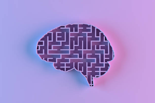 istock Labyrinth, maze in brain shape neon lighting 1347426064