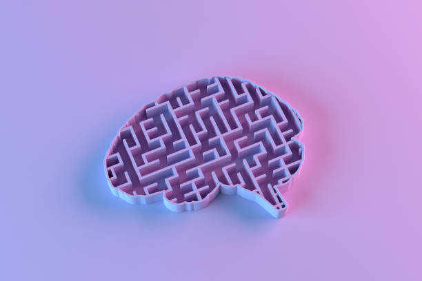 istock Labyrinth, maze in brain shape neon lighting 1347426133
