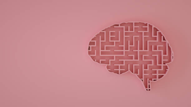 istock Labyrinth, maze in brain shape pink color background 1347426183