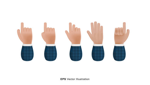 istock Set of different hands gesture 3D cartoon illustration isolated on white background 1347428358