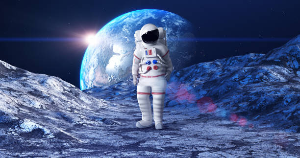istock An Astronaut Confused And Looking Around. Planet Earth On Background. 1347429153