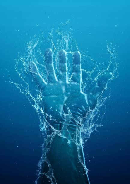 Illustration of a hand with splashing water
