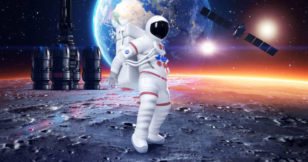 istock Funny Astronaut Dancing On A Planet Surface. Feeling Happy. 1347429200