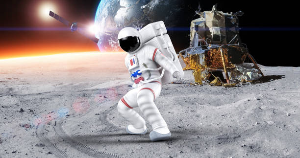 istock Hero Astronaut Making Martial Art Moves On Planet Surface. 1347429318