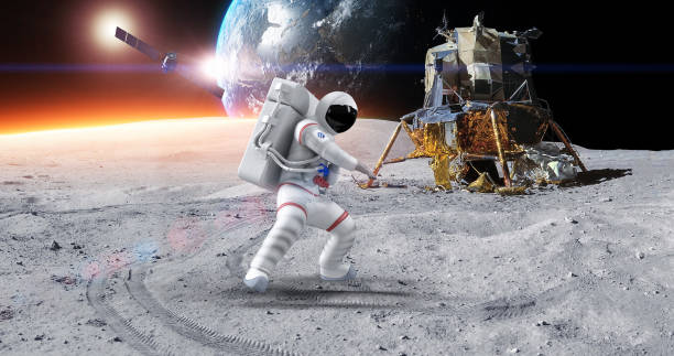 istock Astronaut Making Kung Fu Moves On Planet Surface. 1347429860