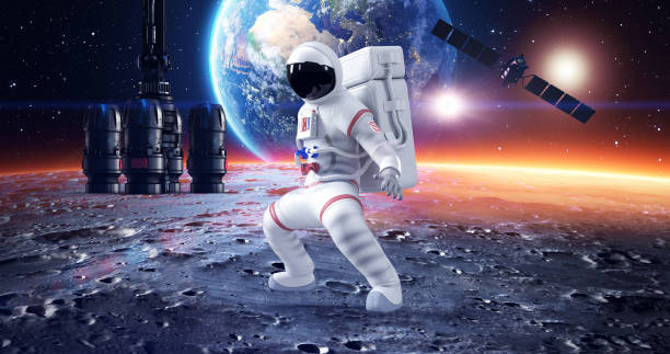 istock Astronaut Making Kung Fu Moves On Planet Surface. 1347430788