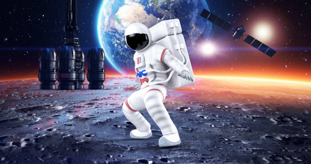 istock Hero Astronaut Making Martial Art Moves On Planet Surface. 1347431558
