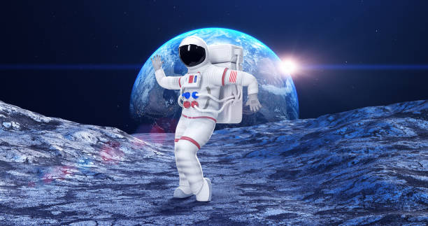 istock Funny Astronaut Dancing On A Planet Surface. Feeling Happy. 1347432782