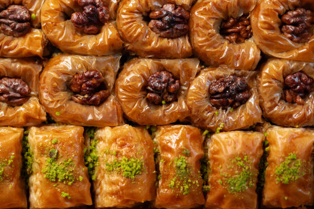 istock Top view food pattern texture of Turkish baklava 1347435370
