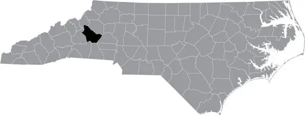 Vector illustration of Location map of the Burke County of North Carolina, USA